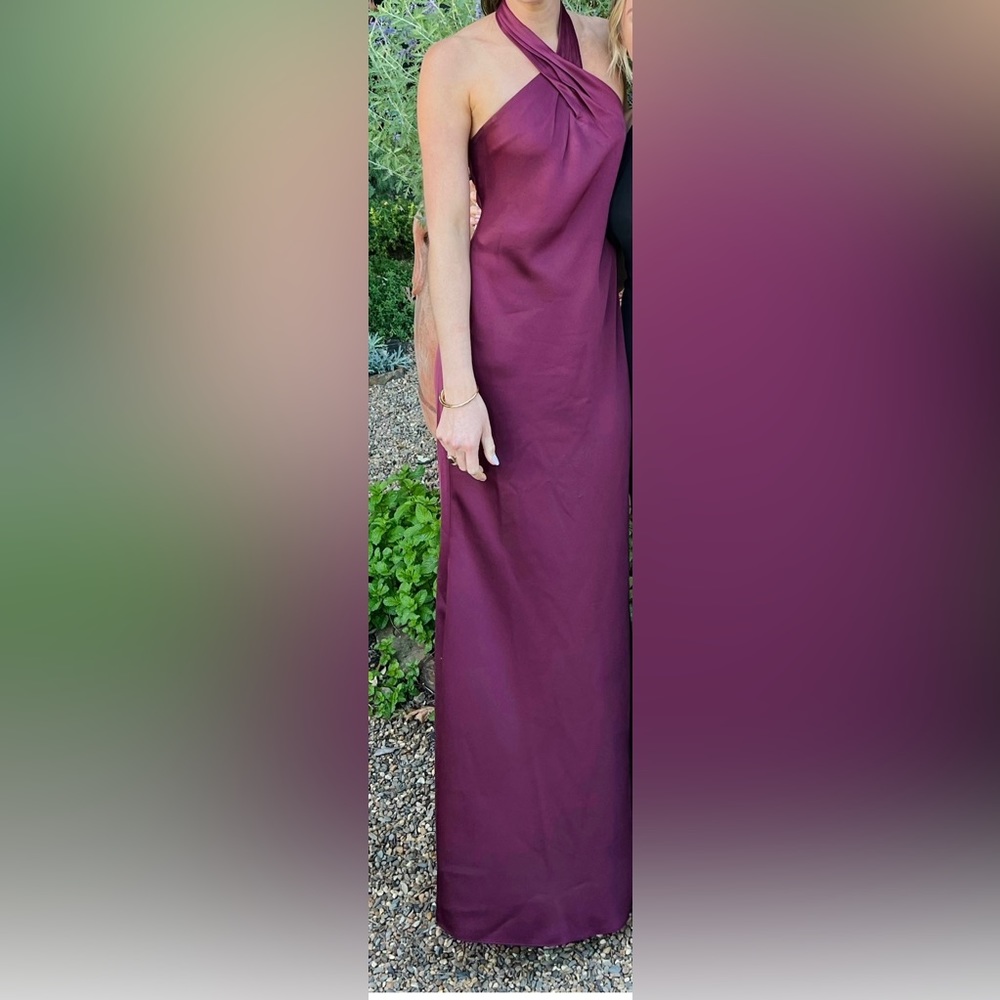 Bhldn Ruby Twist Halter Satin Gown- Dark Berry - image 3